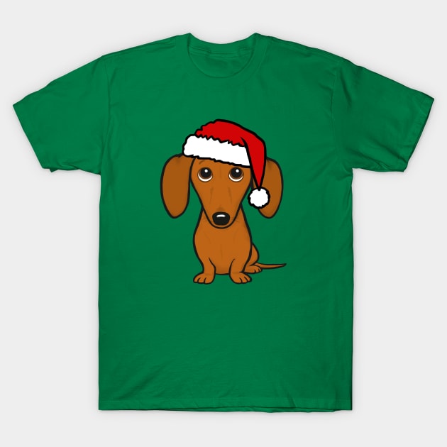 Dachshund Wearing A Santa Hat Cute Wiener Dog Christmas T-Shirt by Coffee Squirrel